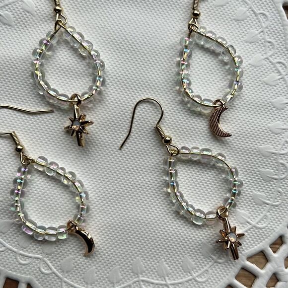 Celestial Elements Moon & Star Dangle Earrings set of 4 Pieces - Picture 4 of 11